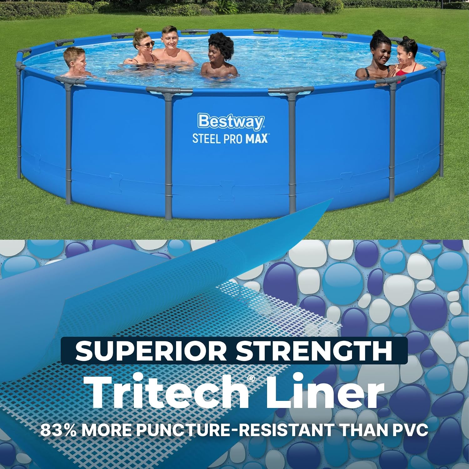 Bestway Steel Pro MAX 14' x 42' Above Ground Pool, Round Metal Frame Outdoor Swimming Pool for Backyard, Blue, Pool ONLY