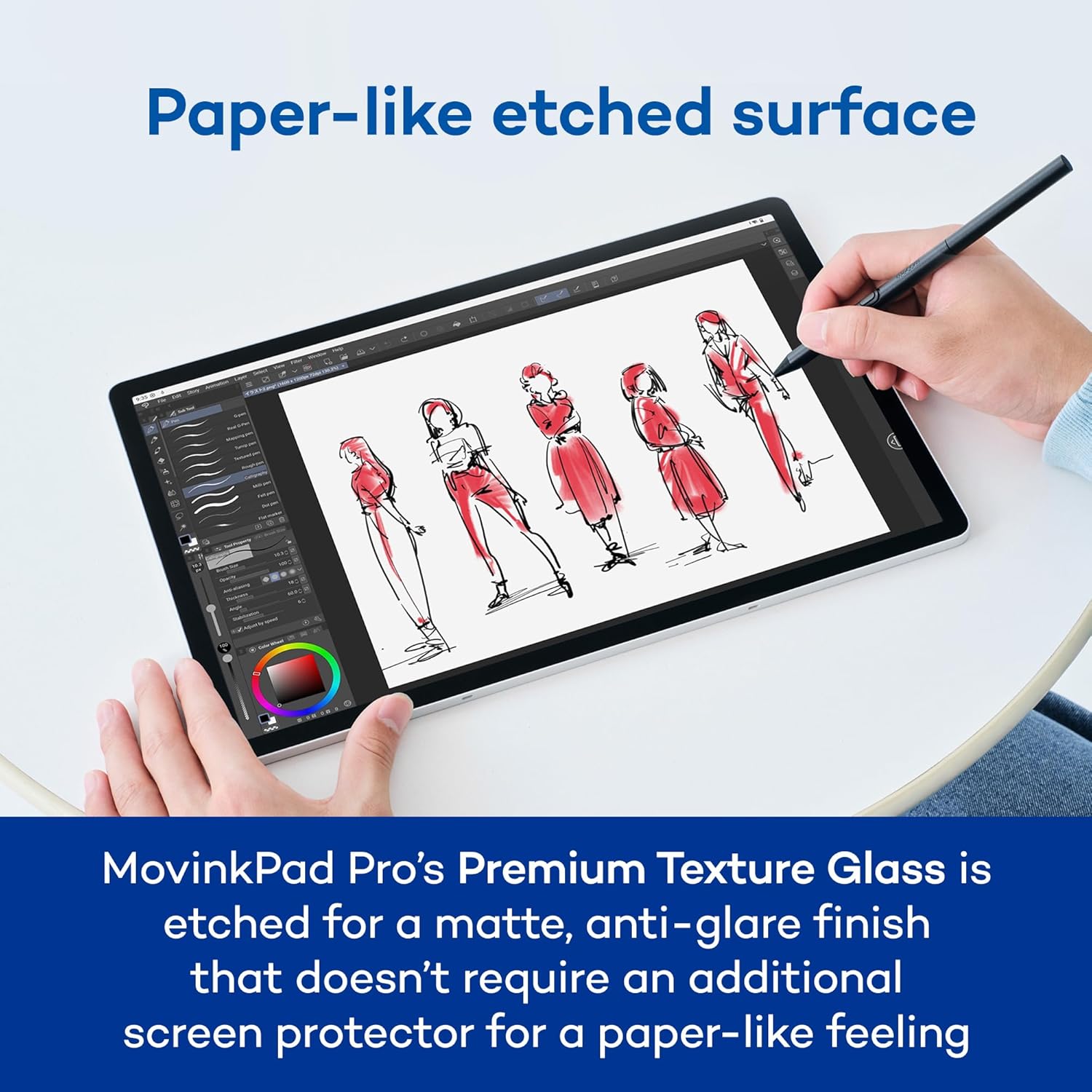 Wacom MovinkPad Pro 14, Android Mobile Drawing Tablet, 14' OLED No Computer Needed, Battery-Free Slim Pro Pen 3, 12GB RAM/256GB Storage, Anti-Glare Matte Screen, All-In-One Portable Digital Art Tablet