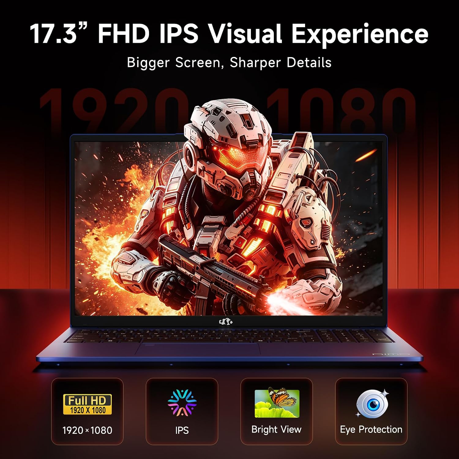 NIMO 17.3' Copilot+ AI Laptop, AMD Ryzen AI 9 HX 370 (Up to 5.1GHz), 16GB RAM 1TB SSD, Radeon 890M, 144Hz FHD Display, 100W Fast Charge, USB 4.0, Fingerprint, Backlit Keyboard, Gaming & Business