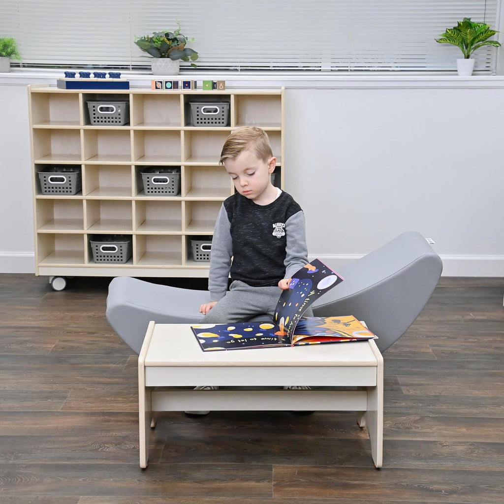 Children's Factory Happy Rocker, Flexible Classroom Seating, Active Seating for Young Learners, Banana Chairs for Kids, Gray