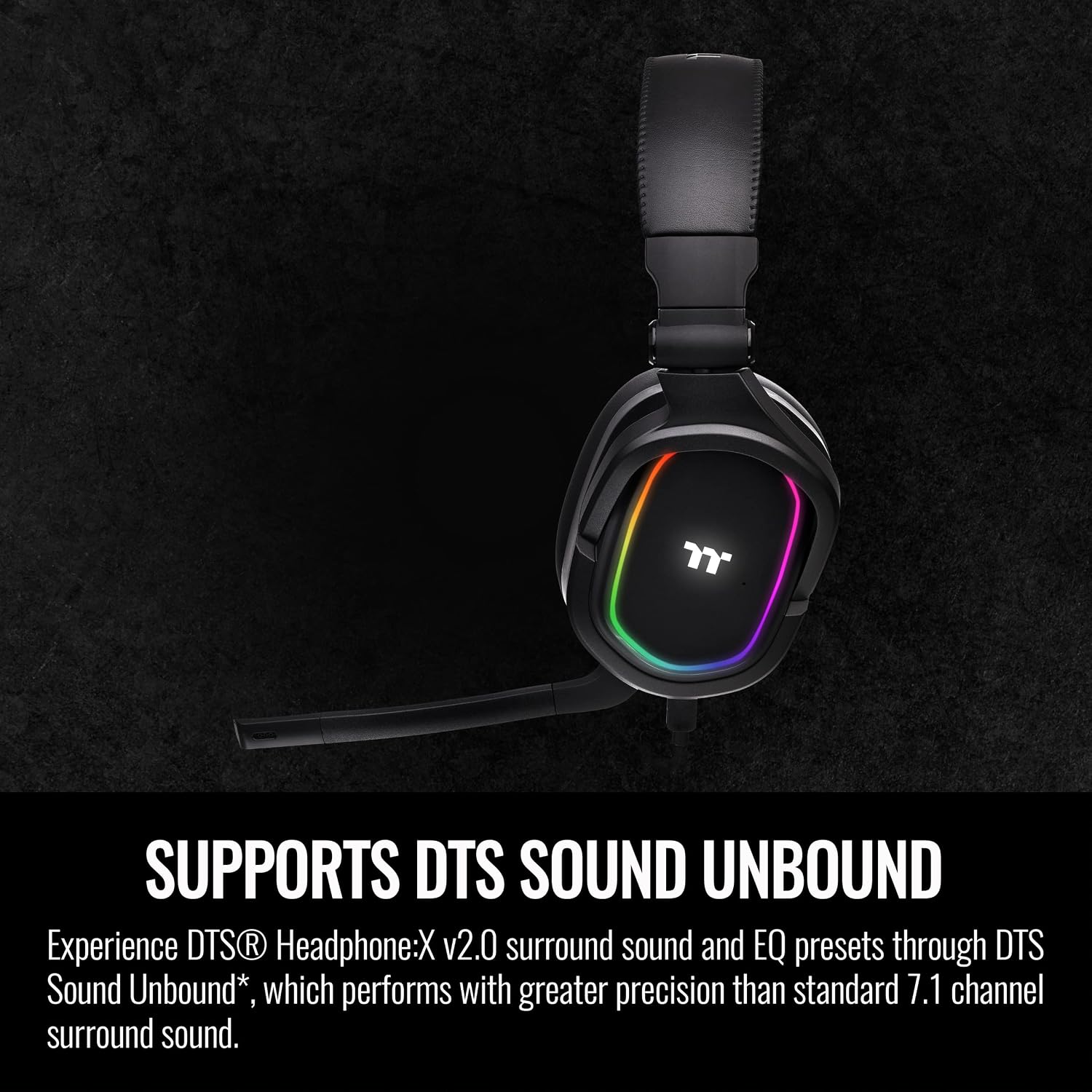 Thermaltake Argent H5 RGB 7.1 Surround Gaming Headset, 50mm Hi-Res Drivers, Compatible with PC, Xbox One, PS4, Mac, Mobile and Nintendo Switch, Black, GHT-THF-DIECBK-31