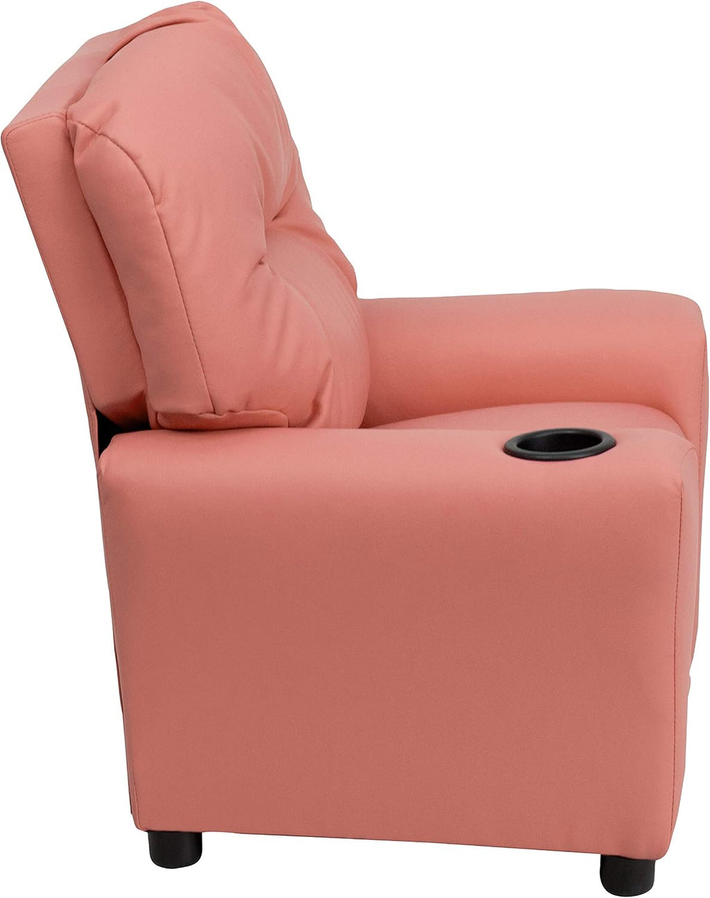 Flash Furniture Chandler Vinyl Kids Recliner with Cup Holder and Safety Recline, Contemporary Reclining Chair for Kids, Supports up to 90 lbs., Pink