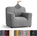 PAULATO BY GA.I.CO. Chair Cover - Armchair Cover - Armchair Slipcover - Soft Fabric Slipcover - 1-Piece Form Fit Stretch Stylish Furniture Protector - Microfibra Collection - Ash (Chair)