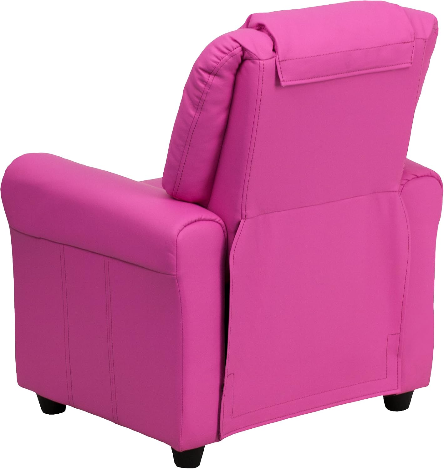 EMMA + OLIVER Hot Pink Vinyl Kids Recliner with Cup Holder and Headrest