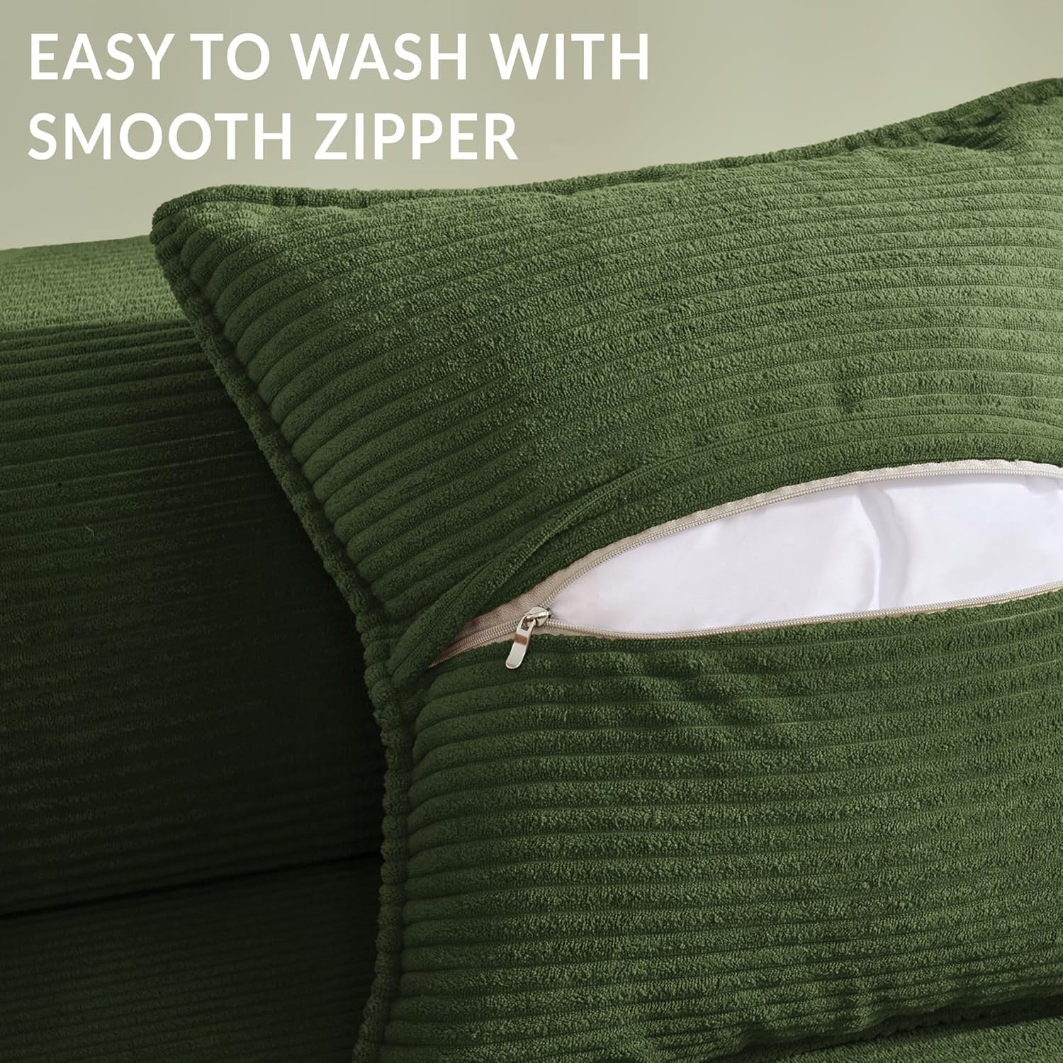 Compression Sofa - 78''Convertible Floor Sofa Bed - with Pillow Back Support Armrest - Comfy Foldable Sofa Bed Compressed Sofa in Box - Corduroy Fabric - for Living Room Bedroom (Green)