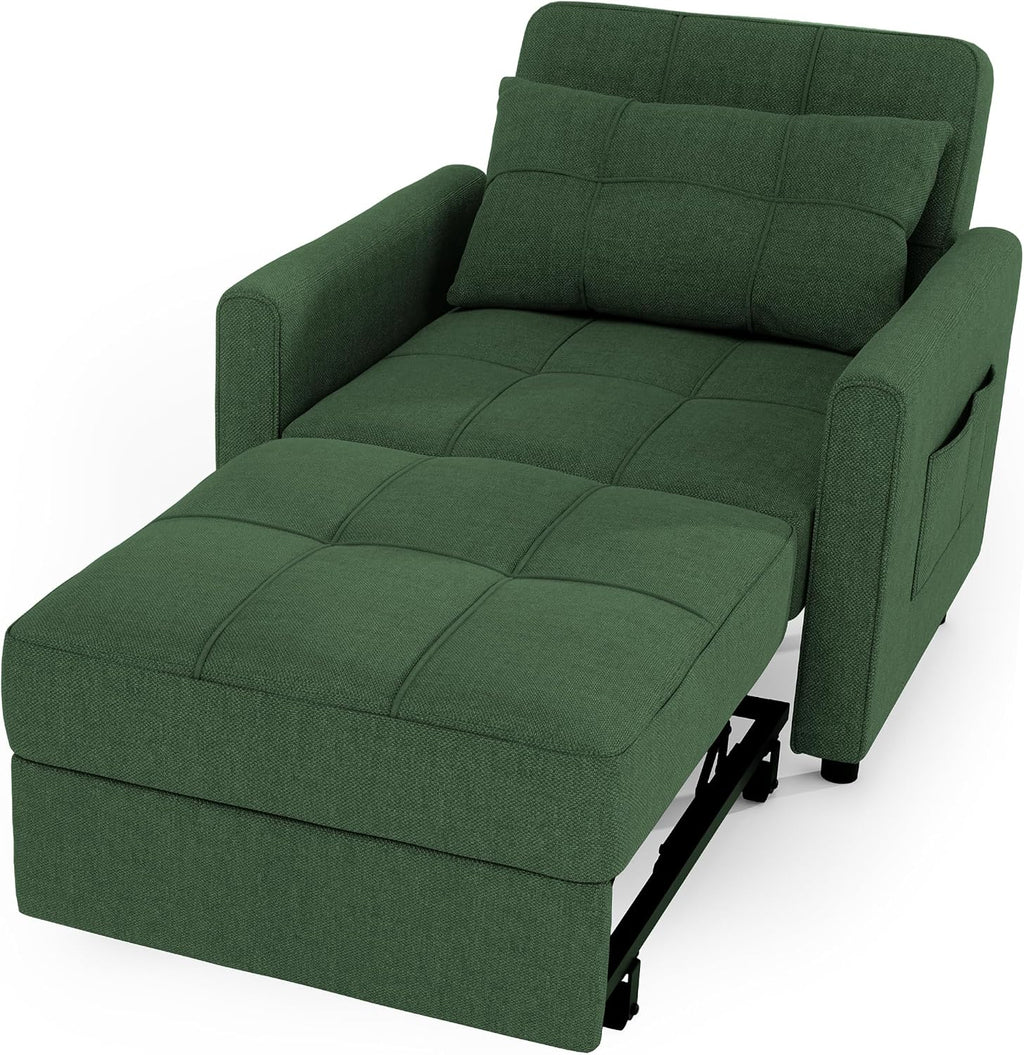 Gizoon Sofa Bed Chair 3 in 1 Convertible, Pullout Single Sleeper Chair Bed with Adjustable Backrest, Spacious Multifunctional Sofa Couches for Living Room, Bedroom, Apartment
