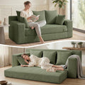 Oversize Loveseat Boneless Convertible Sofa Bed, Folding Floor Futon Sleeper Sofa Queen Size Couch Bed- Boneless Foldable Couch, Corduroy Pull Out Sofa Bed with 5 Pillows for Living Room & Bedroom
