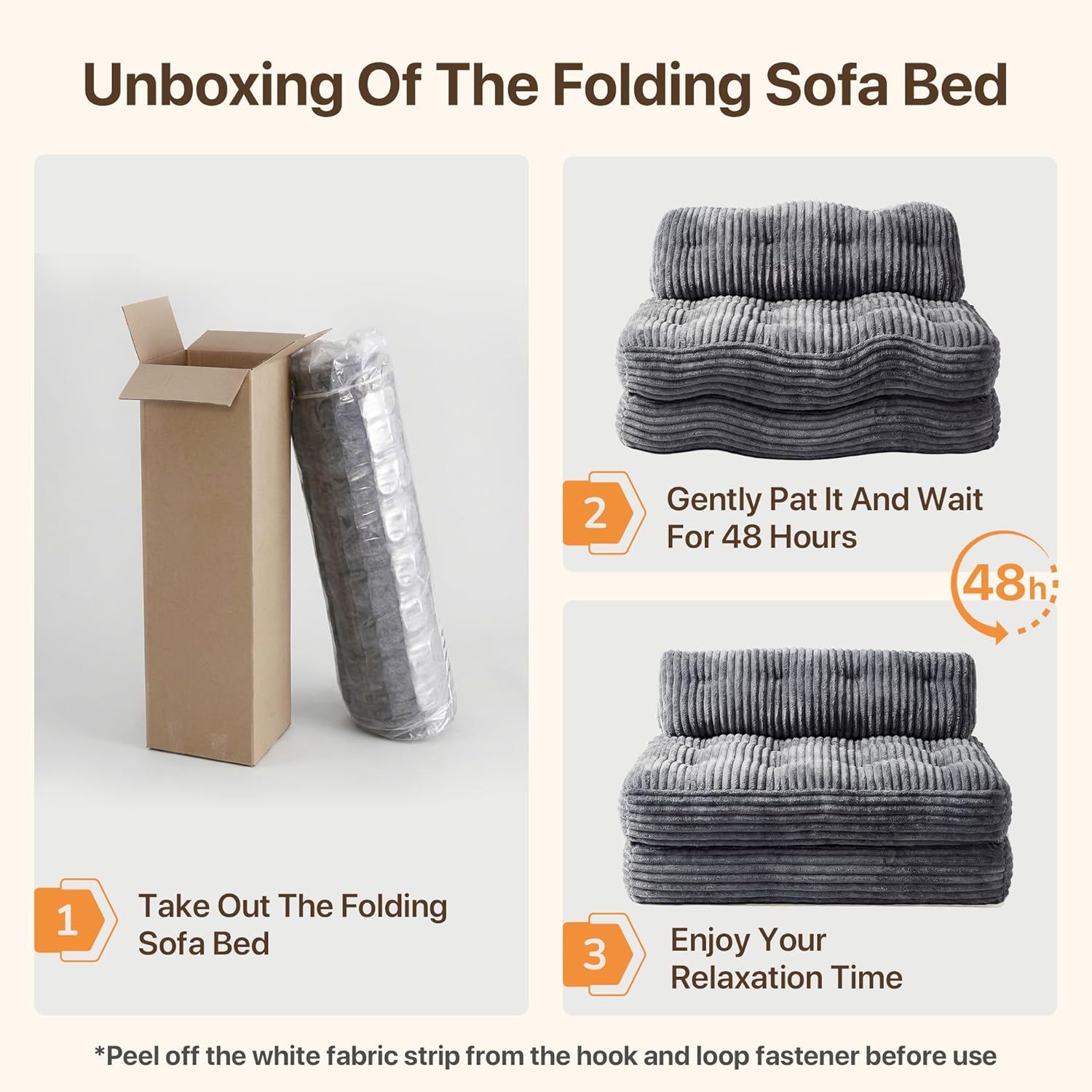 Claiks Folding Sofa Bed, Boneless Chair with Pillow Sleeper Sofa with Back Support, Sleeper Chair Portable Fold Out Chair Bed Comfy Foldable Mattress for Living Room, Dark Grey, Double