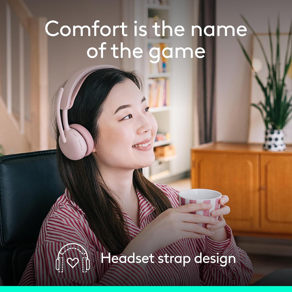 Logitech Zone Wireless 2 ES - Noise-Canceling Wireless Headset with Adaptive Hybrid ANC, Bluetooth - Rose