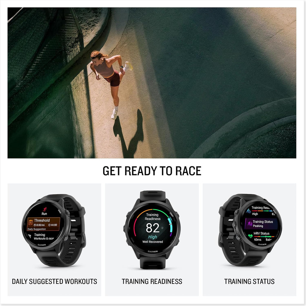 Garmin Forerunner 570 47mm GPS Running Smartwatch, Black | Advanced Training & Recovery, Sleep Coach, Heart Rate, Download Music, Up to 11 Day Battery | Signature Series Charging Stand Bundle