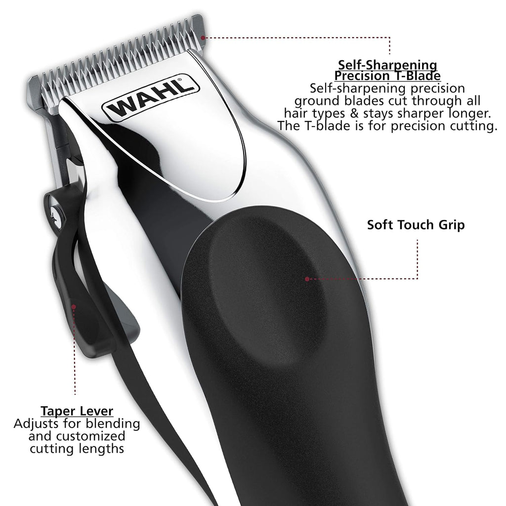 Wahl Clipper USA Deluxe Corded Chrome Pro,Complete Hair and Trimming Kit,Includes Corded Clipper,Cordless Battery Trimmer,and Styling Shears,for a Cut Every Time - Model 79524-5201M,(Pack of 5)