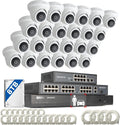 ONWOTE 32 Channel Security Camera System, 12MP 32CH NVR 8TB, 32 Ports PoE Switch, 24x 6MP Outdoor Audio PoE IP Cameras, AI Human Vehicle Detection, 24x Cables-2280ft, Commercial CCTV for Business