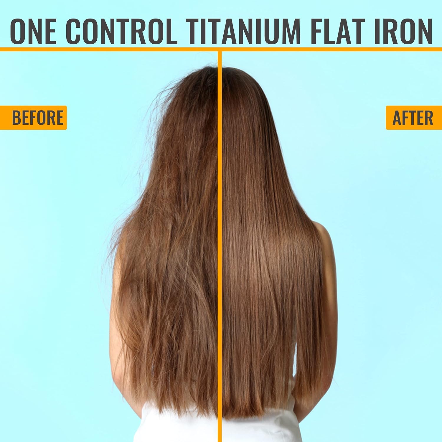 GK HAIR Global Keratin Easy Control Titanium Styling Flat Iron 360 Degree Swivel Cord Auto Shutoff Professional Straightener Digital Touch Screen Large Titanium Plates Adjust 90C-232C - All Hair Types