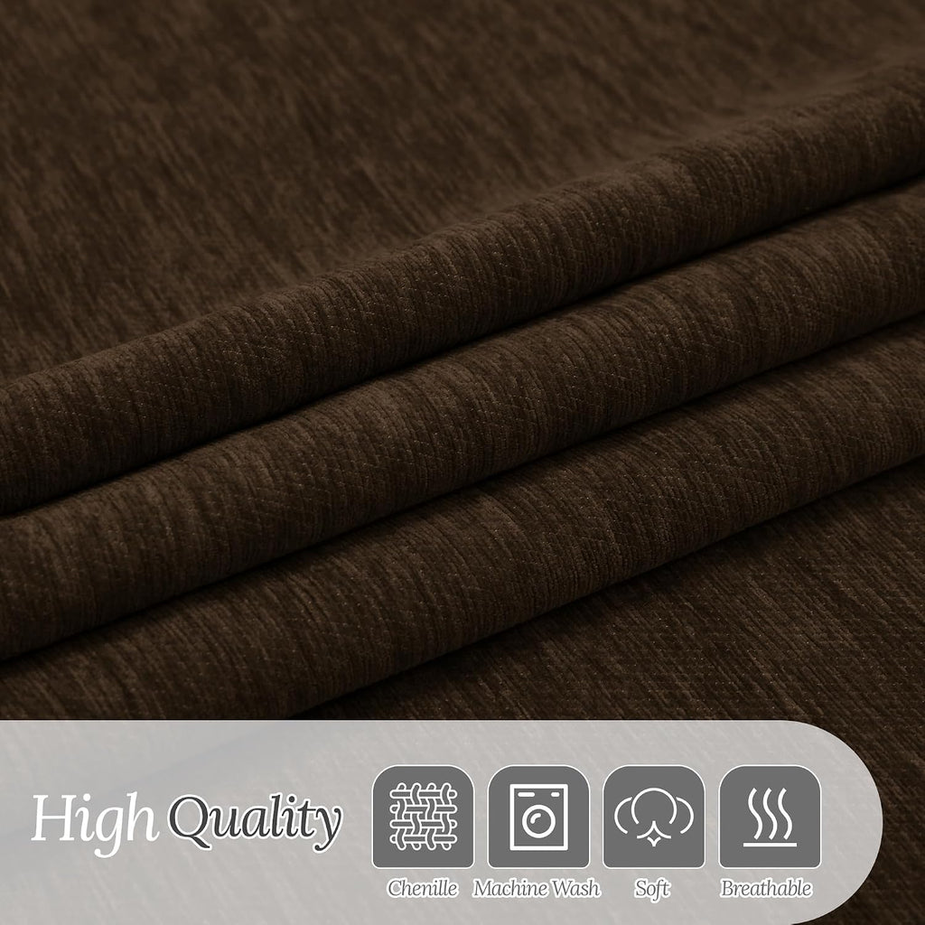 HDCAXKJ Corner Sectional Couch Covers for Dogs L Shape Sofa Cover with Tassel Chenille Super Soft Non Slip U Shaped Couch Cover Blanket Washable Sectional Slipcover Protector (Chocolate, 91x276 inch)