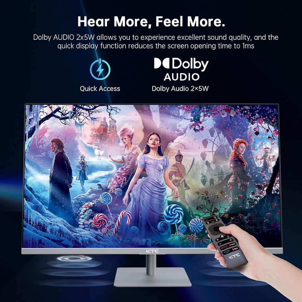 KTC 32 Inch 4K Smart Monitor, Google System UHD (3840x 2160) Smart Monitor with Speakers, Netflix Licensed, Type-C 65W PD, WirelessDisplay, HDR, Hey Google Voice Remot, VESA Support (Renewed)