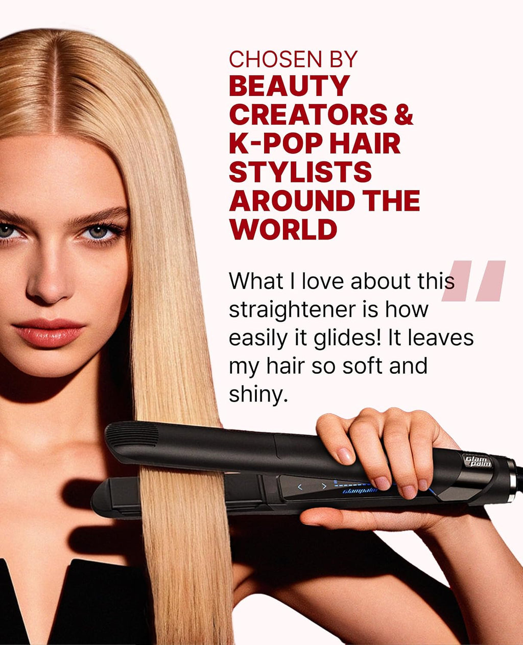 GLAMPALM Classic Volumizing 1' | Ceramic Flat Iron Infused with Vita-C, Curved Plates for Volume & Curl, Korean No.1 Hair straighteners for Women Dual Voltage, Root Volume Iron | GP202
