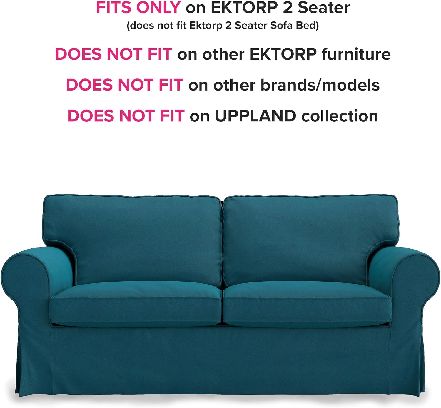 MASTERS OF COVERS Ektorp Loveseat (2 Seat) Sofa Cover Replacment Slipcover for IKEA Ektorp Two Seater Ektorp Slipcover (Dark Ocean)-NOT fit Uppland Series Sofa