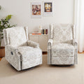 Lumibee Swivel Rocker Recliner Chair Set of 2, Printed Fabric Swivel Glider Rocking Chair with High Back, Upholstered Deep Seat Wingback Recliner Chair for Living Room Bedroom, Beige