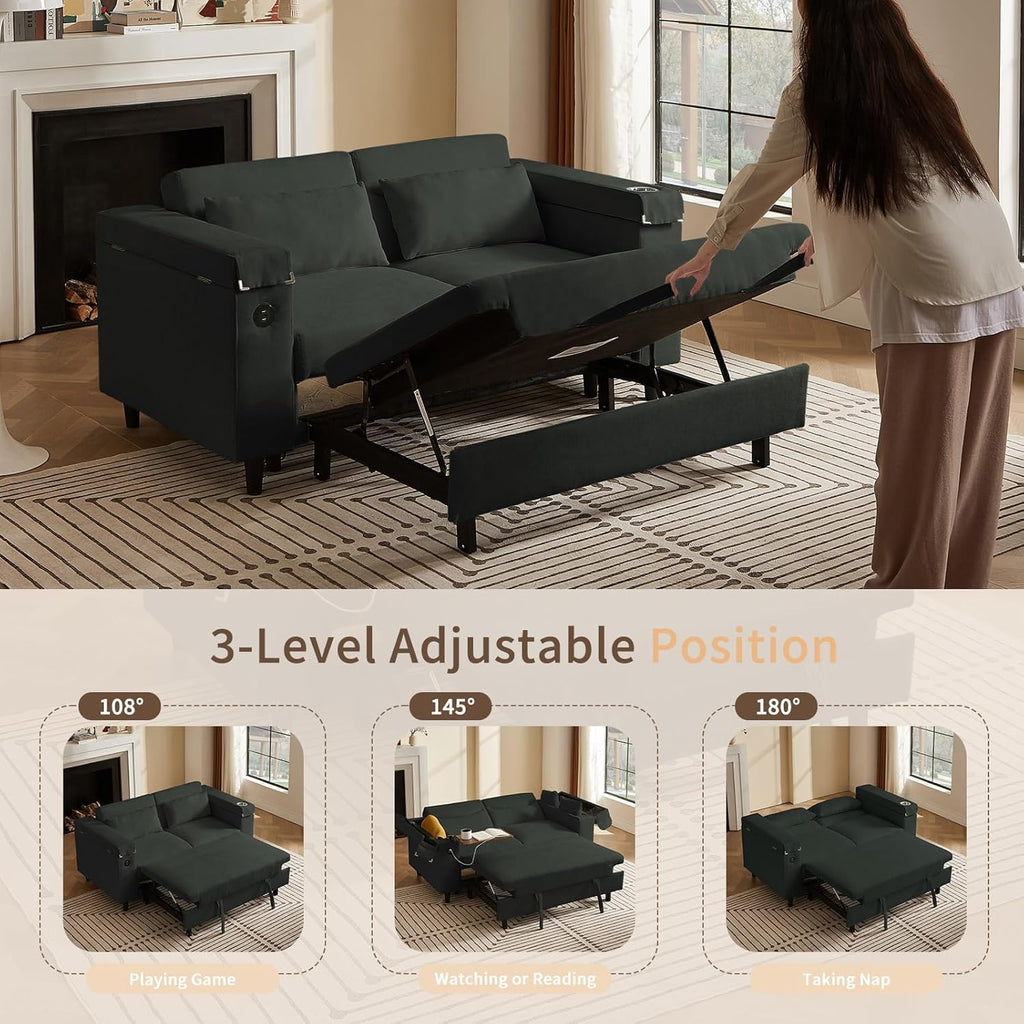 Auvsoce 66.4' Loveseat Sofa, Modern Couches for Living Room,Corduroy Recliner, Dual armrest Storage Space, Integrated Spring Cushion, Solid Wood Frame, Built-in USB Charging Port (Grey)