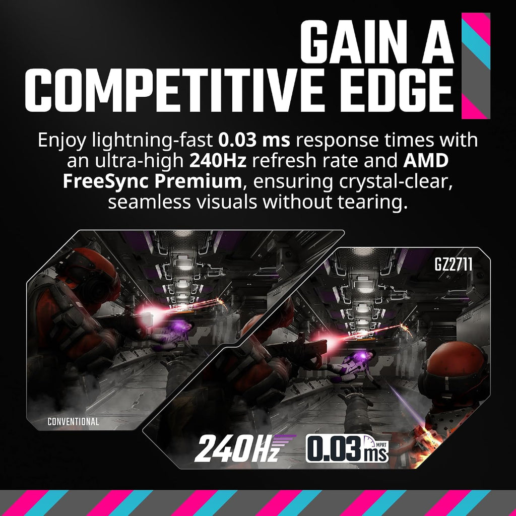Cooler Master Tempest GZ2711 27' OLED 2K 144Hz|240Hz QHD 2560 x 1440 PC Monitor, 0.03ms (MPRT), HDR10, DCR, FreeSync Premium, DP1.4 * 2, HDMI 2.1 * 2, USB B*1, USB A*2, USB C*1