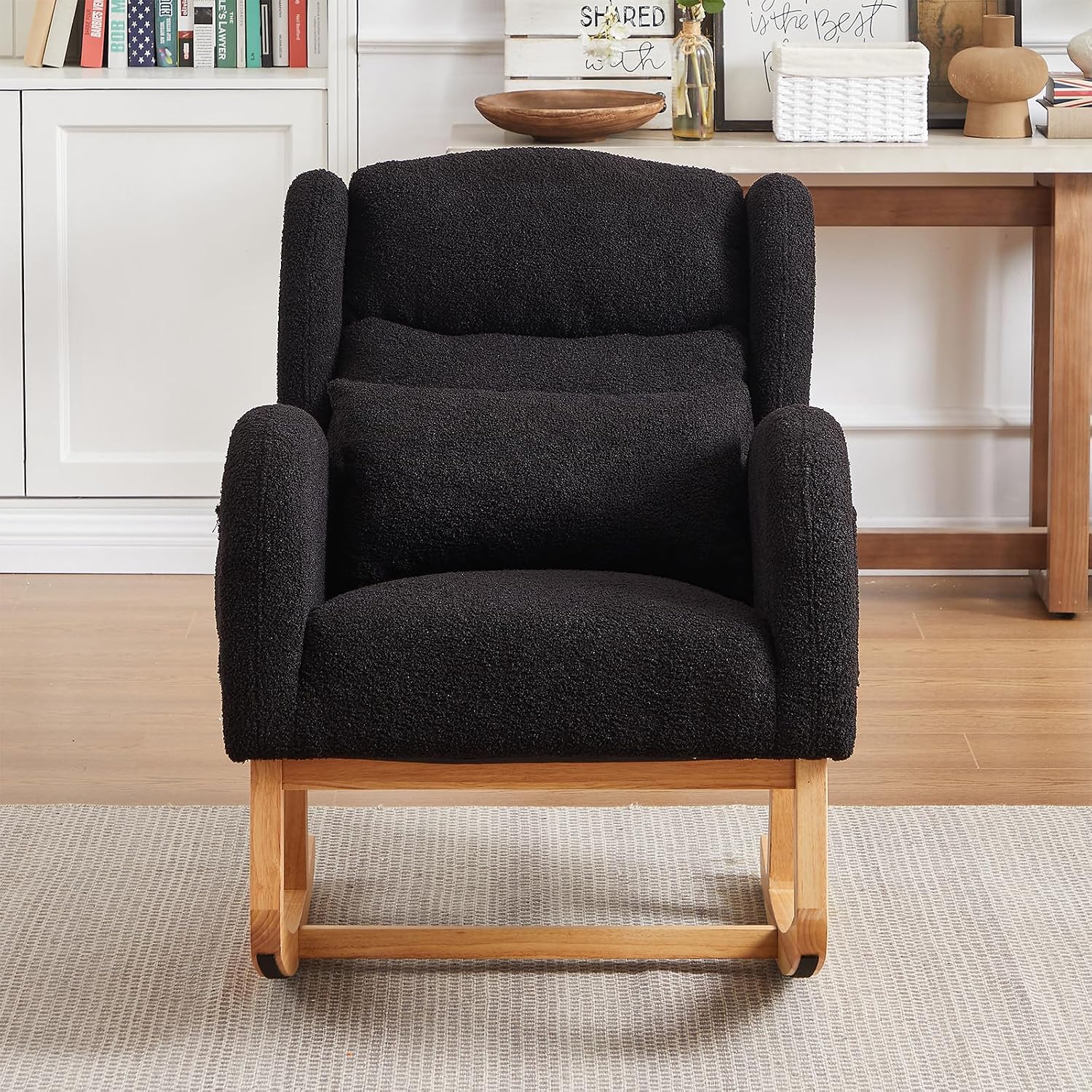 MYFUNSHOP Nursery Rocking Chair Glider – Classic Rocker with Comfortable Cushioning & Smooth Motion for Bedroom