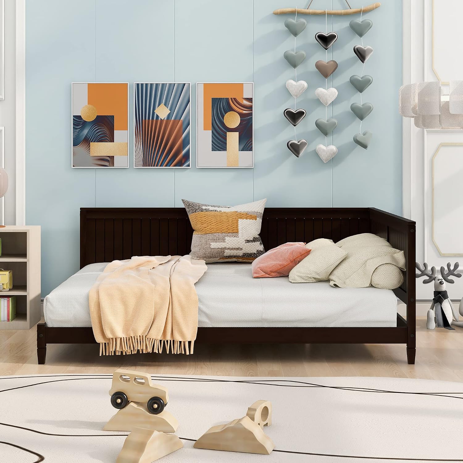 Merax Full Size Daybed Espresso Wood Sofa Bed