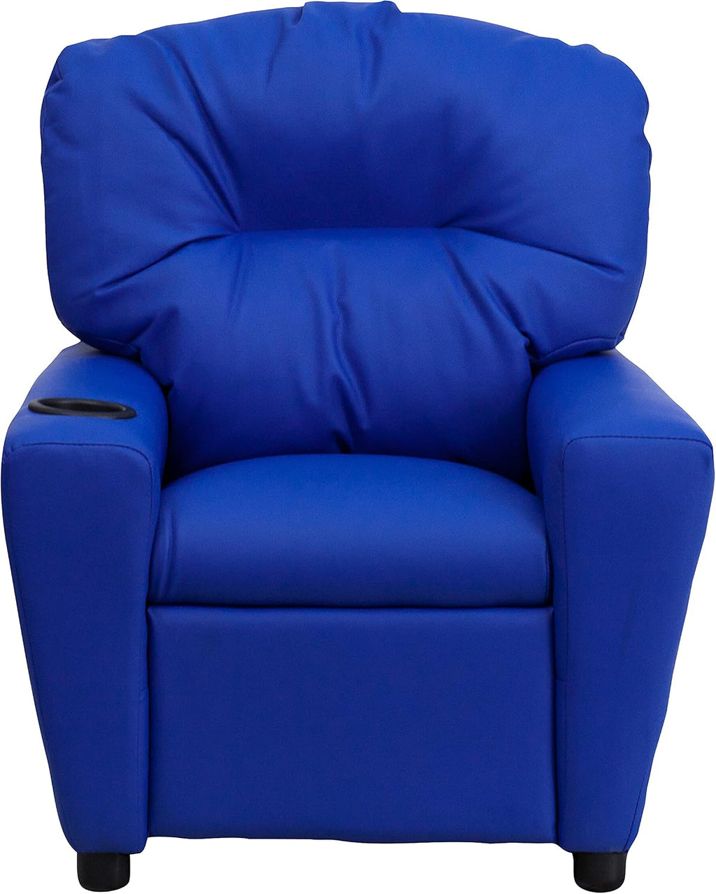 Flash Furniture Chandler Vinyl Kids Recliner with Cup Holder and Safety Recline, Contemporary Reclining Chair for Kids, Supports up to 90 lbs., Blue
