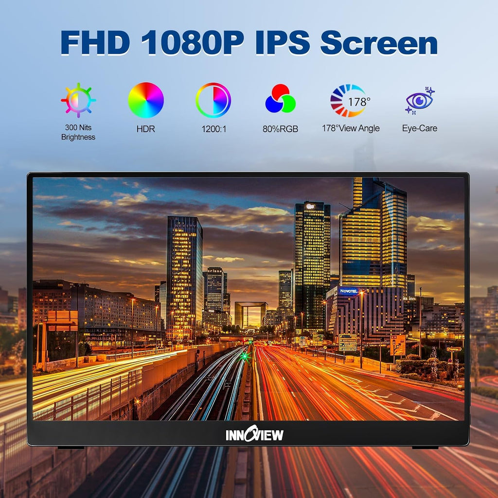 InnoView 15.6 Inch 1080P 1200:1 Portable Monitor and 14 Inch 4K OLED Portable Screen