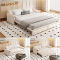 66' Queen Size Pull Out Sofa Bed, 3-in-1 Convertible Sleeper with Side Storage and Wheels, Velvet Loveseat for Living Room, Apartment, Bedroom, Beige (Mattress & Bedding Not Included)