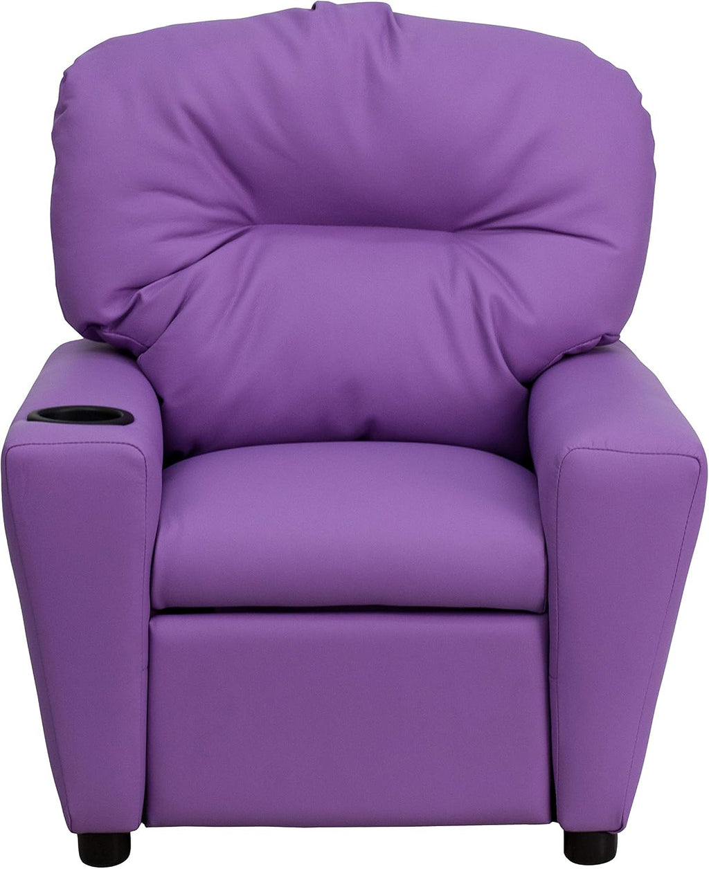 Flash Furniture Chandler Vinyl Kids Recliner with Cup Holder and Safety Recline, Contemporary Reclining Chair for Kids, Supports up to 90 lbs., Lavender