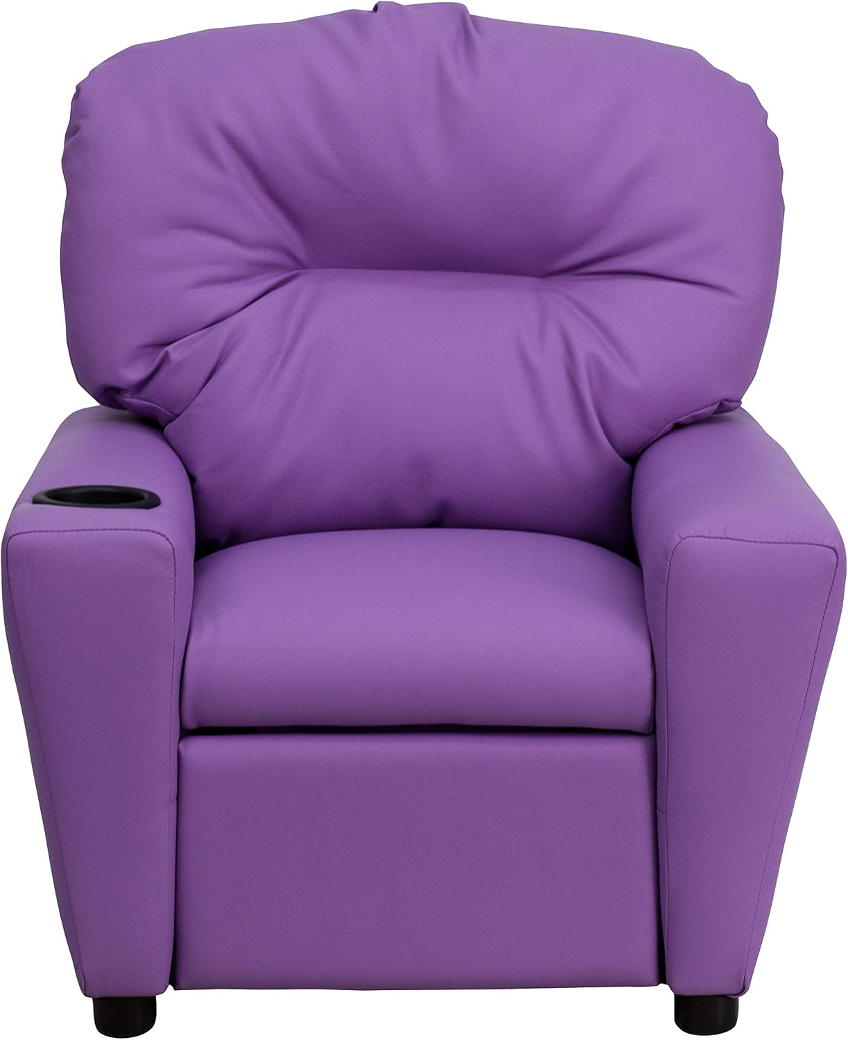 Flash Furniture Chandler Vinyl Kids Recliner with Cup Holder and Safety Recline, Contemporary Reclining Chair for Kids, Supports up to 90 lbs., Lavender