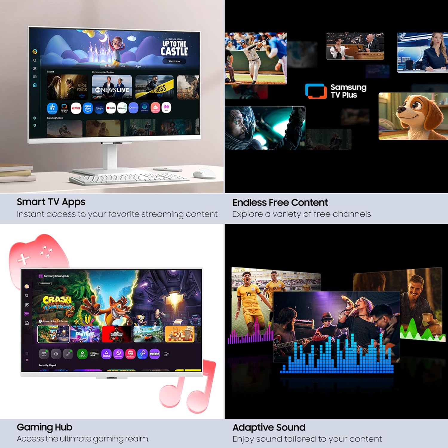 Samsung 27-Inch M5 (M50F) Series FHD Smart Monitor with Streaming TV, Speakers, HDR10, Gaming Hub, Multiple Ports, Workout Tracker, White, LS27FM503ENXZA (Renewed)