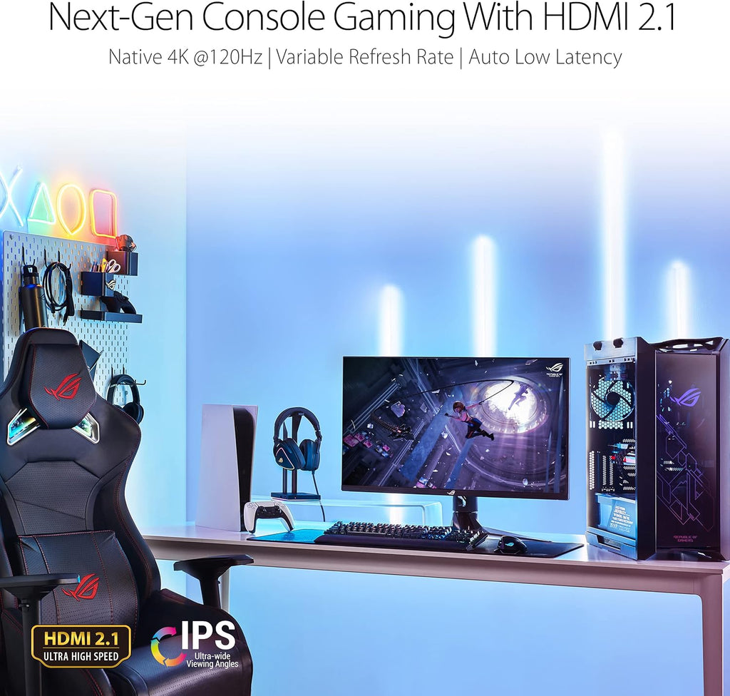 ASUS ROG Swift PG32UQ 32' 4K HDR 144Hz DSC HDMI 2.1 Gaming Monitor, UHD (3840 x 2160), IPS, 1ms, G-SYNC Compatible, Extreme Low Motion Blur Sync, Eye Care, DisplayPort, USB, DisplayHDR 600