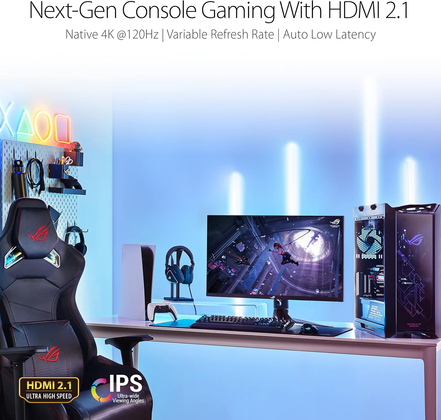 ASUS ROG Swift PG32UQ 32' 4K HDR 144Hz DSC HDMI 2.1 Gaming Monitor, UHD (3840 x 2160), IPS, 1ms, G-SYNC Compatible, Extreme Low Motion Blur Sync, Eye Care, DisplayPort, USB, DisplayHDR 600