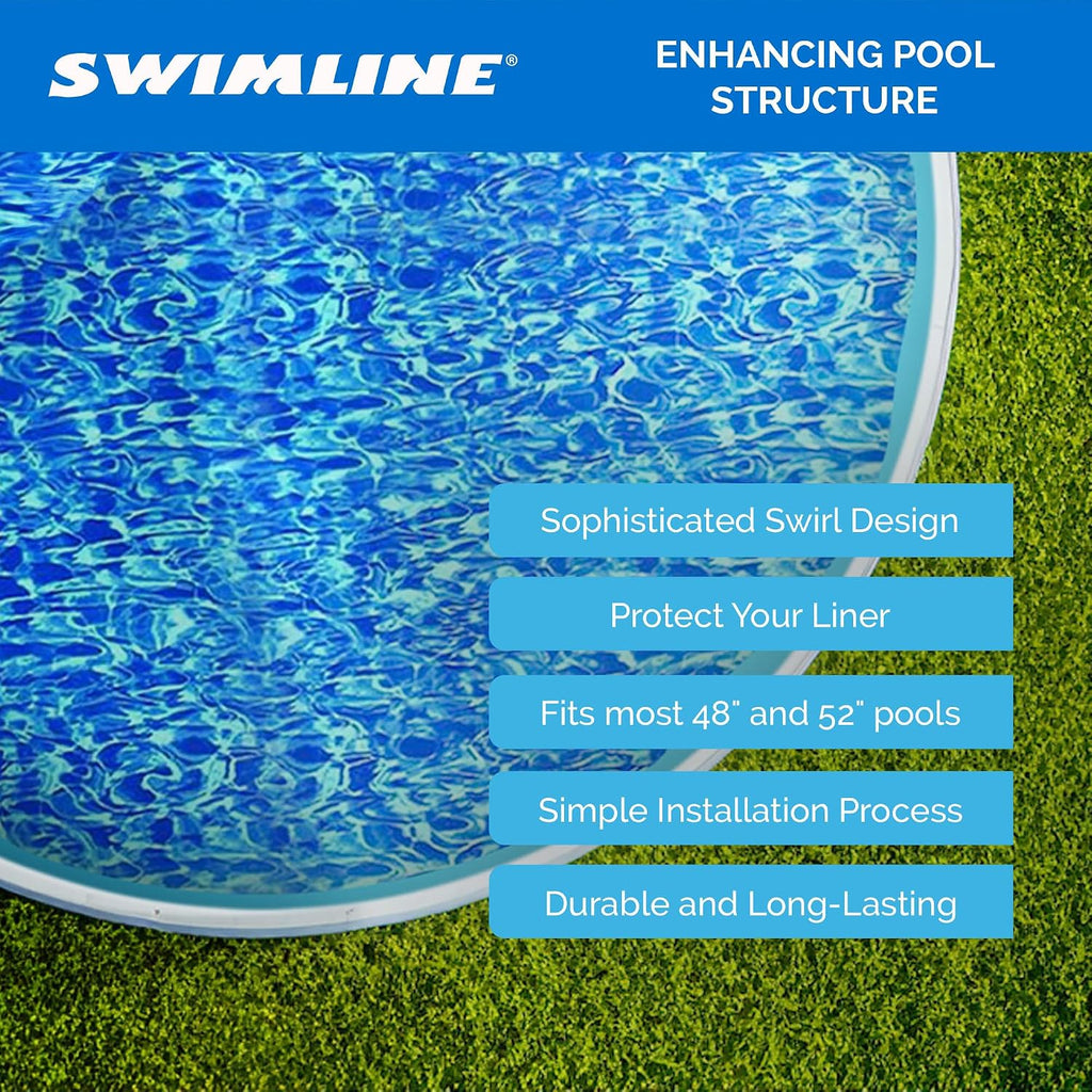 Swimline 24 Feet Round Overlap Above Ground Pool Liner Standard Gauge with Swirl Bottom Design and LamiClear Protection Against Fading, Blue