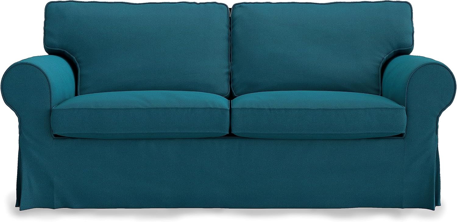 MASTERS OF COVERS Ektorp Loveseat (2 Seat) Sofa Cover Replacment Slipcover for IKEA Ektorp Two Seater Ektorp Slipcover (Dark Ocean)-NOT fit Uppland Series Sofa