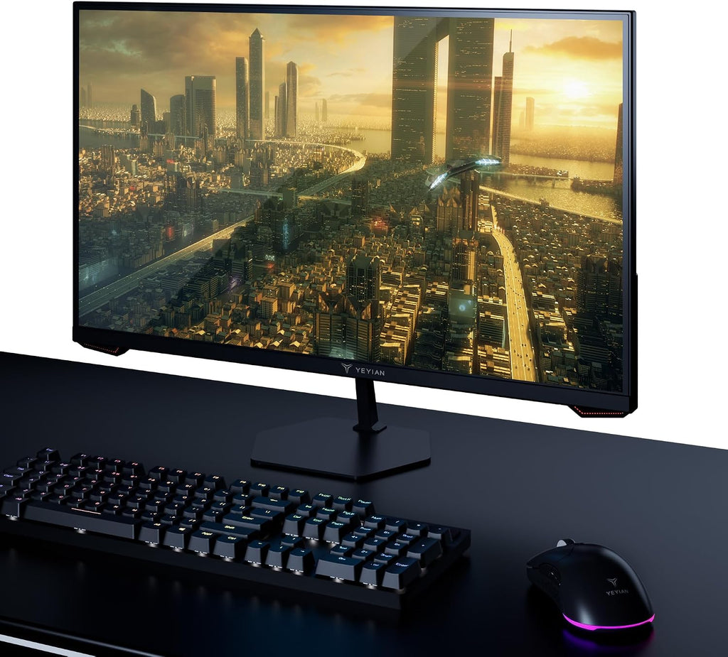 YEYIAN 27' Gaming Monitor 1080p FHD, 180Hz Fast IPS, 1ms Response, 97% sRGB, HDR10, FreeSync & G‑Sync Compatible, Ultra‑Slim Bezel, HDMI 2.0 + DP 1.4, 178° Wide View, Tilt Adjustable