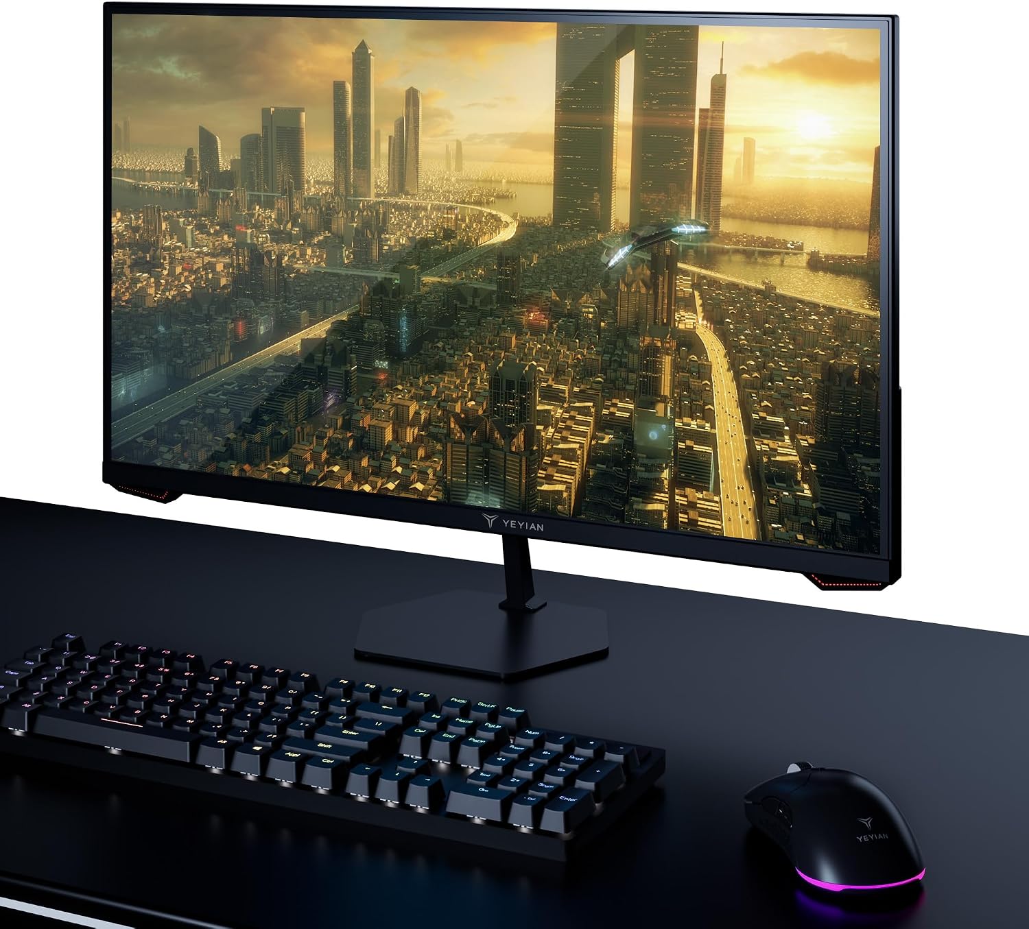 YEYIAN 27' Gaming Monitor 1080p FHD, 180Hz Fast IPS, 1ms Response, 97% sRGB, HDR10, FreeSync & G‑Sync Compatible, Ultra‑Slim Bezel, HDMI 2.0 + DP 1.4, 178° Wide View, Tilt Adjustable