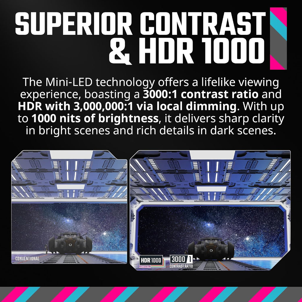 Cooler Master Tempest GP2711 27' 2K 165Hz Mini LED VA Quantum Dot QHD 2560 x 1440 PC Monitor, HDR1000, 4ms (GtG)|1ms (MPRT), DCR, FreeSync Premium, DP1.4 * 1, HDMI2.0 * 2, USB C*1, KVM