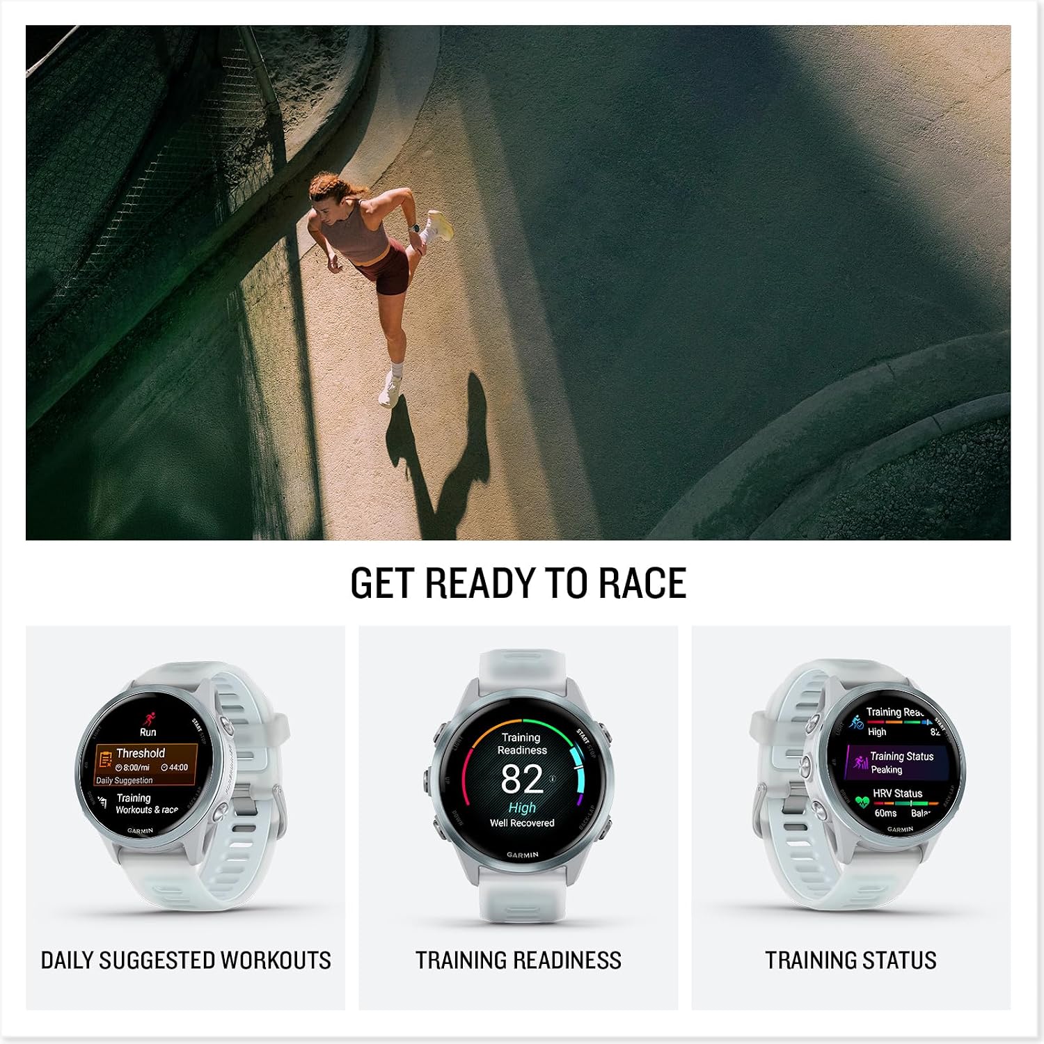 Garmin Forerunner 570 42mm GPS Smartwatch, Raspberry | AMOLED Display, Training Readiness, On-Wrist Calling | Signature Series Modern Power Stand Bundle