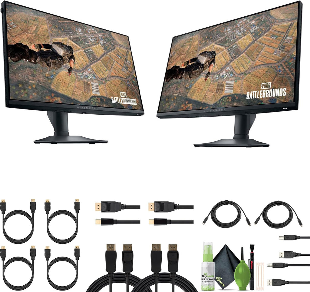 Alienware - AW2523HF 24.5' IPS LED FHD (1920x1080) - 360Hz Display - AMD FreeSync - VESA - Gaming Monitor (USB, HDMI) - Dark Side of the Moon (AW2523HF) + 2 x USB Printer Cable + More