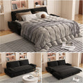 73.2' Queen Size Pull Out Sofa Bed, 3-in-1 Convertible Sleeper, Velvet Loveseat for Living Room, Apartment, Bedroom Small Spaces, Black (Mattress & Bedding Not Included)