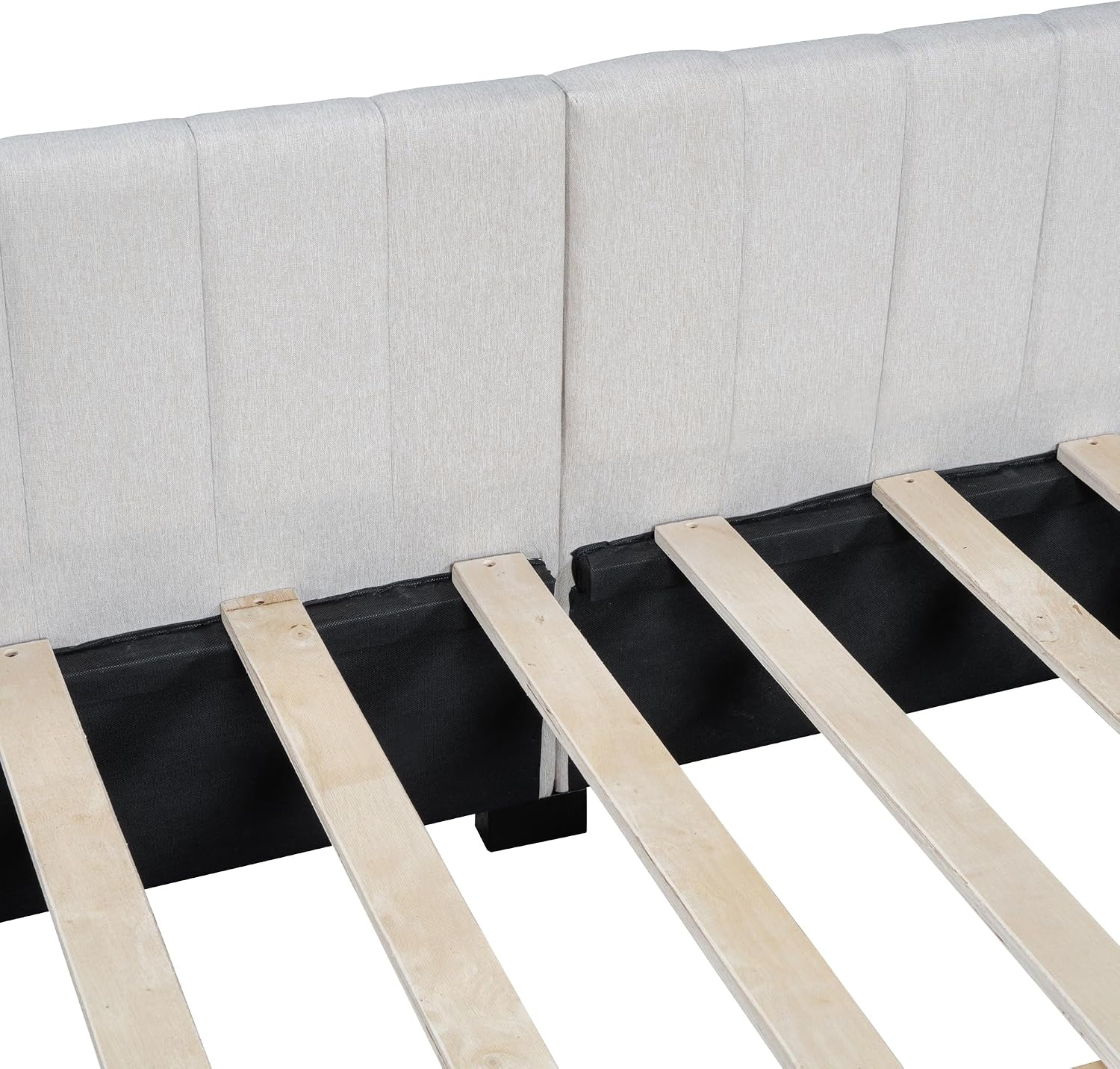 Merax Upholstered Daybed with 2 Storage Drawers, Beige Linen Full Size Sofa Bed Frame, No Box Spring Needed