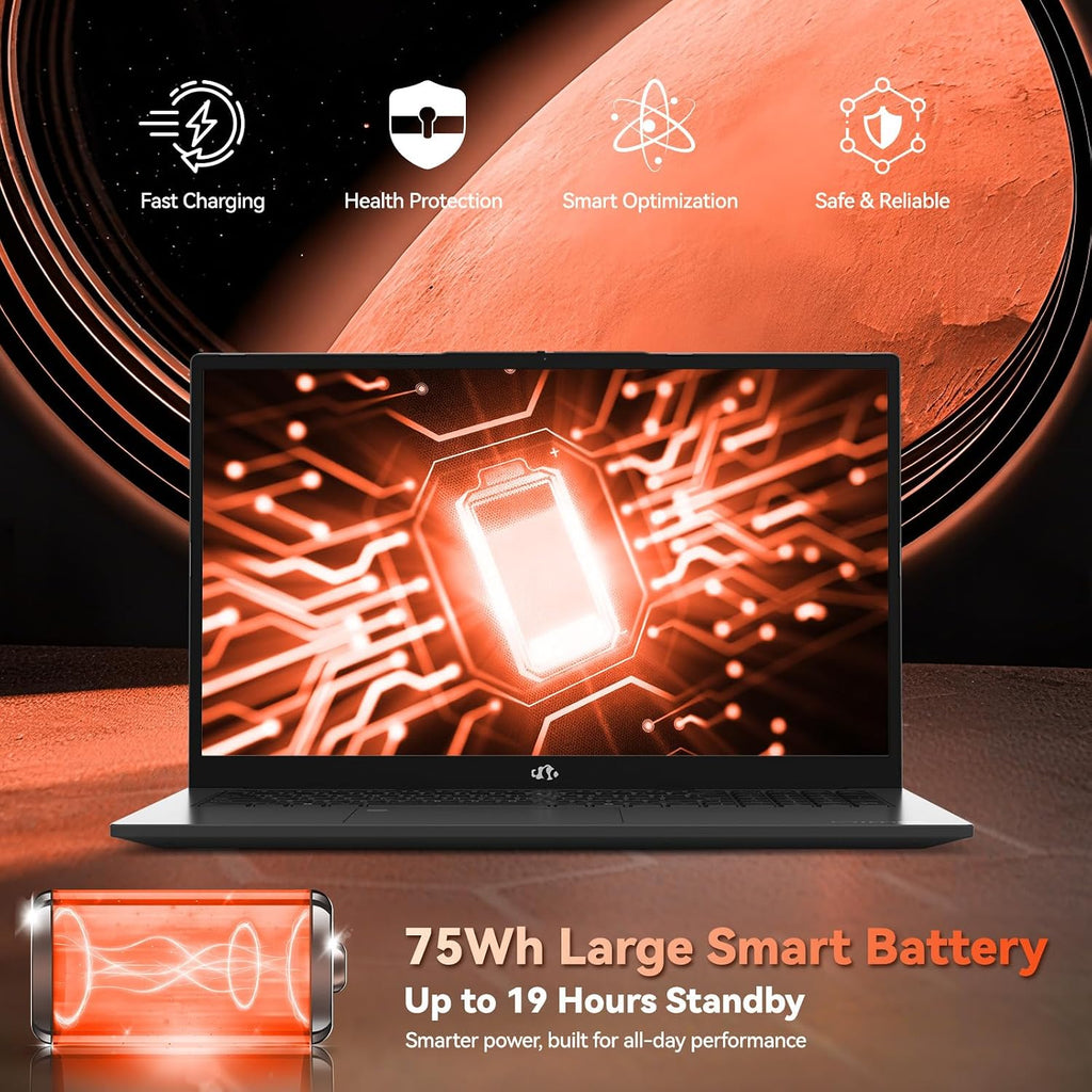NIMO 17.3-Laptop, AMD Ryzen 7 7735HS (8C/16T) Radeon 680M, 32GB DDR5 RAM 2TB SSD, 100W PD Type-C Fast Charging, Wi-Fi 6E BT 5.2, Fingerprint Unlock, Backlit Keyboard for Business Student Light Gaming