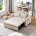 LUMISOL 3-in-1 Convertible Sleeper Sofa Bed, 55.9' Loveseat Pull Out Bed with USB Ports, Cup Holders, Swivel Stand & Storage Pockets, Modern Tufted Sofa Bed with Pillows, Beige