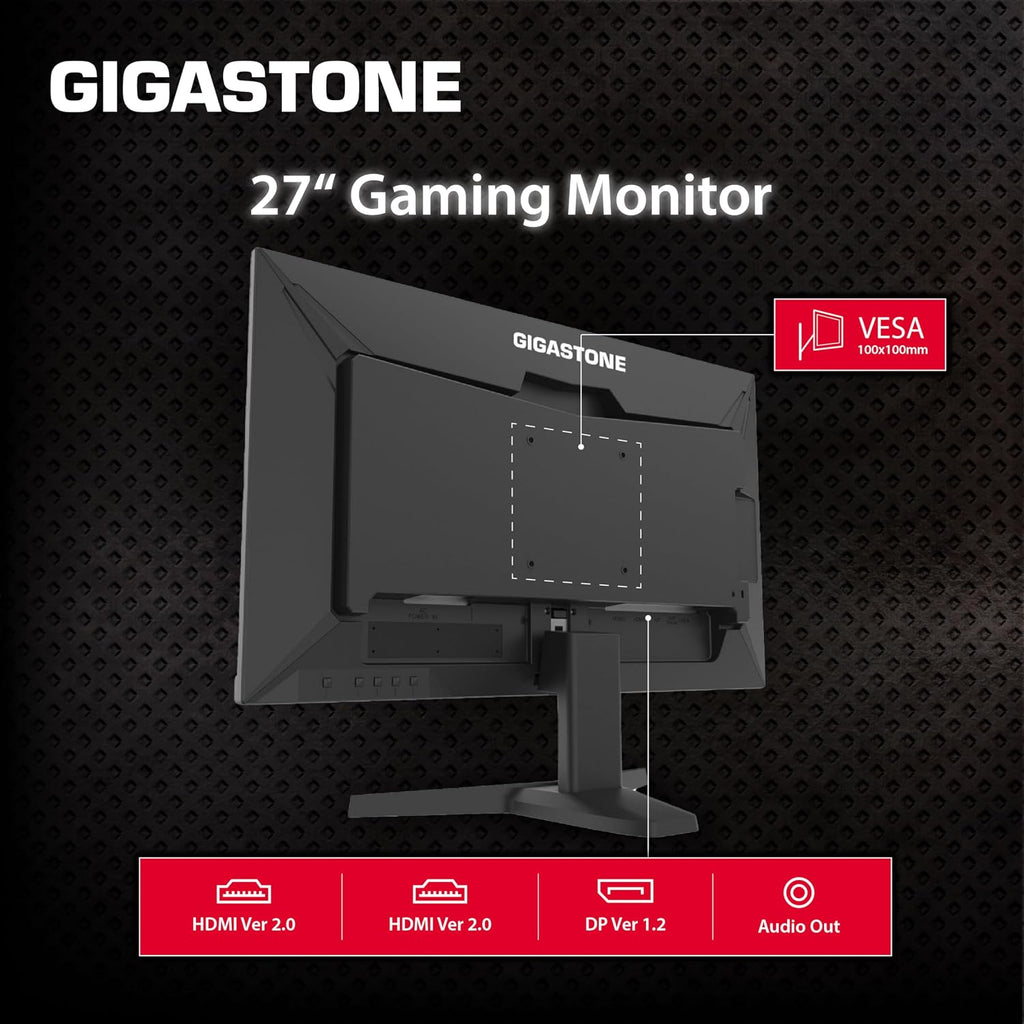 Gigastone 27 inch IPS Gaming Monitor 2-Pack 165Hz FHD 1920 x 1080, 178° Wide View Frameless PC Monitor, Built-in Speakers, FreeSync, Eye Care Technology, Ergonomic Tilt VESA Mount,DP,HDMI