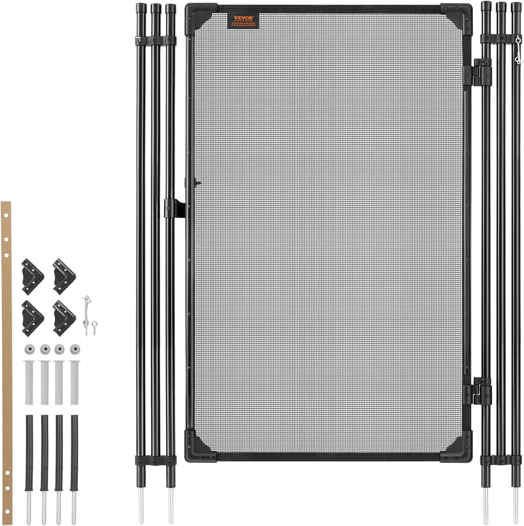 VEVOR Pool Fence, 4 x 2.5 FT Pool Gate for Inground Pools, Pool Safety Fence Gate Kit with Stainless Steel Latch, Removable Child Safety Pool Fencing, Black, 4FTx2.5FT