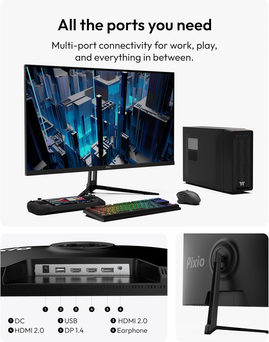 Pixio PX279 Wave 27 inch 240Hz Refresh Rate FHD 1080p Resolution Fast IPS Panel 1ms GTG Response Time Gaming Monitor with Adaptive Sync