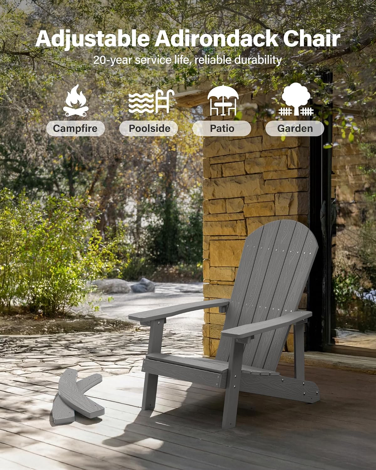 YEFU Outdoor Rocking Chair Set of 2,Adirondack Rocking Chair,Patio Rocker Chair with Wide Back,Oversized Rocker Chair Look Like Real Wood, for Lawn, Porch, Backyard, Indoor and Garden(Grey)