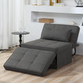 BIGSYY Sofa Bed, Set of 4 in 1 Multi-Function Folding Ottoman Breathable Linen Couch Bed with Adjustable Backrest Modern Convertible Chair for Living Room Apartment Office, Dark Grey
